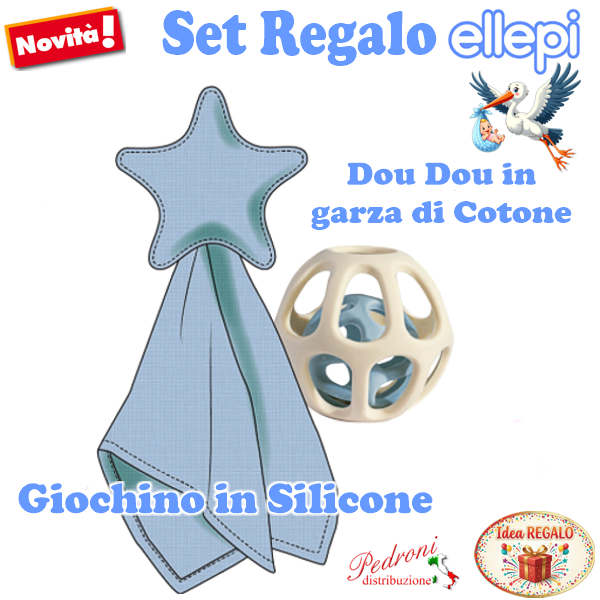 ELLEPI SET REGALO DouDou in garza con Giochino CR1031 Cielo